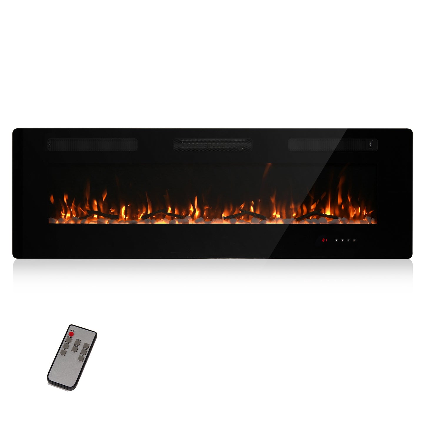 60'' Electric Fireplace Recessed Wall Mounted Ultra Thin Insert&Remote