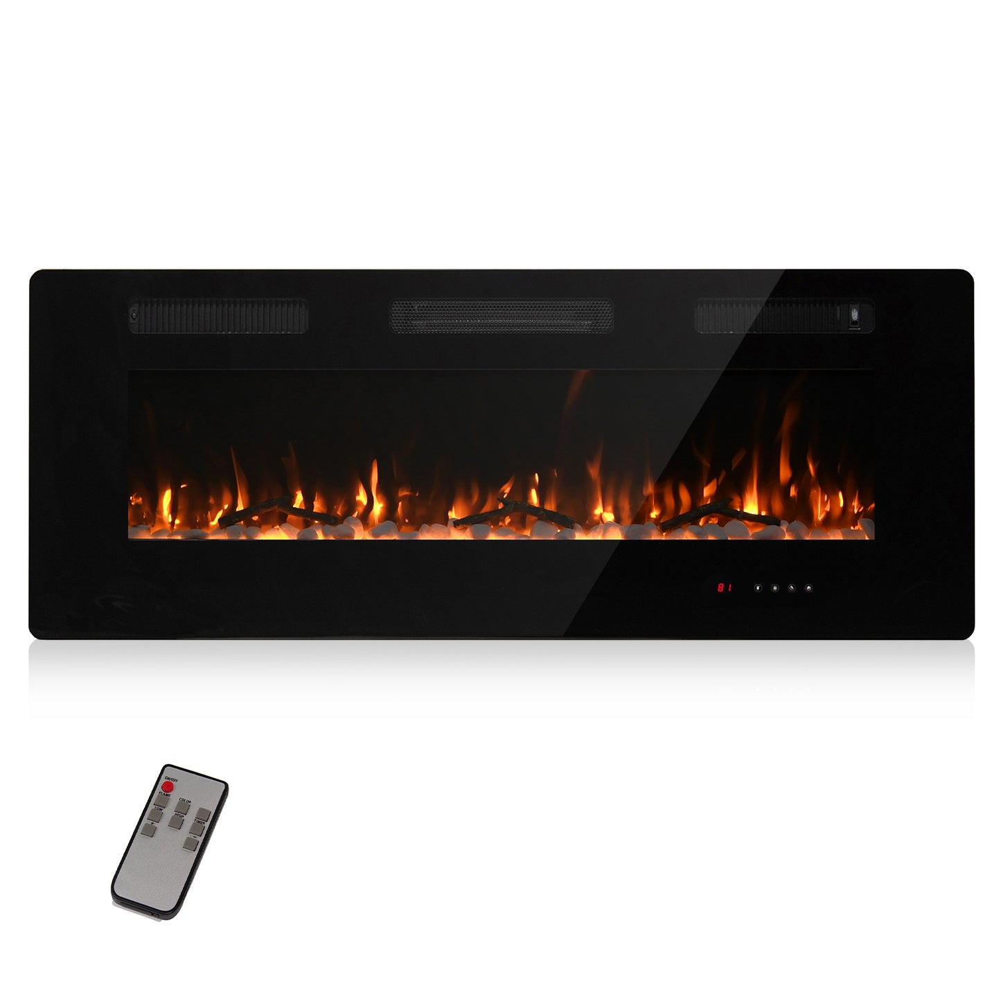 50" Electric Fireplace Recessed 3.8" Ultra Thin Insert with Remote Control