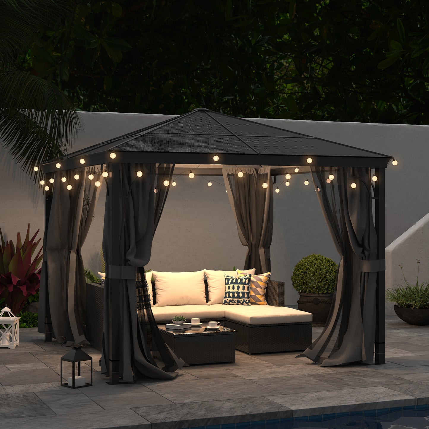 Cloud Mountain 10 x 10 FT Hardtop Gazebo Aluminum Polycarbonate, Black
