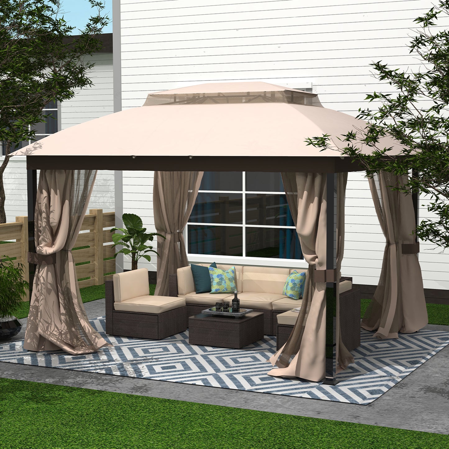 Cloud Mountain 10 x 12 FT Soft Top Gazebo, Beige