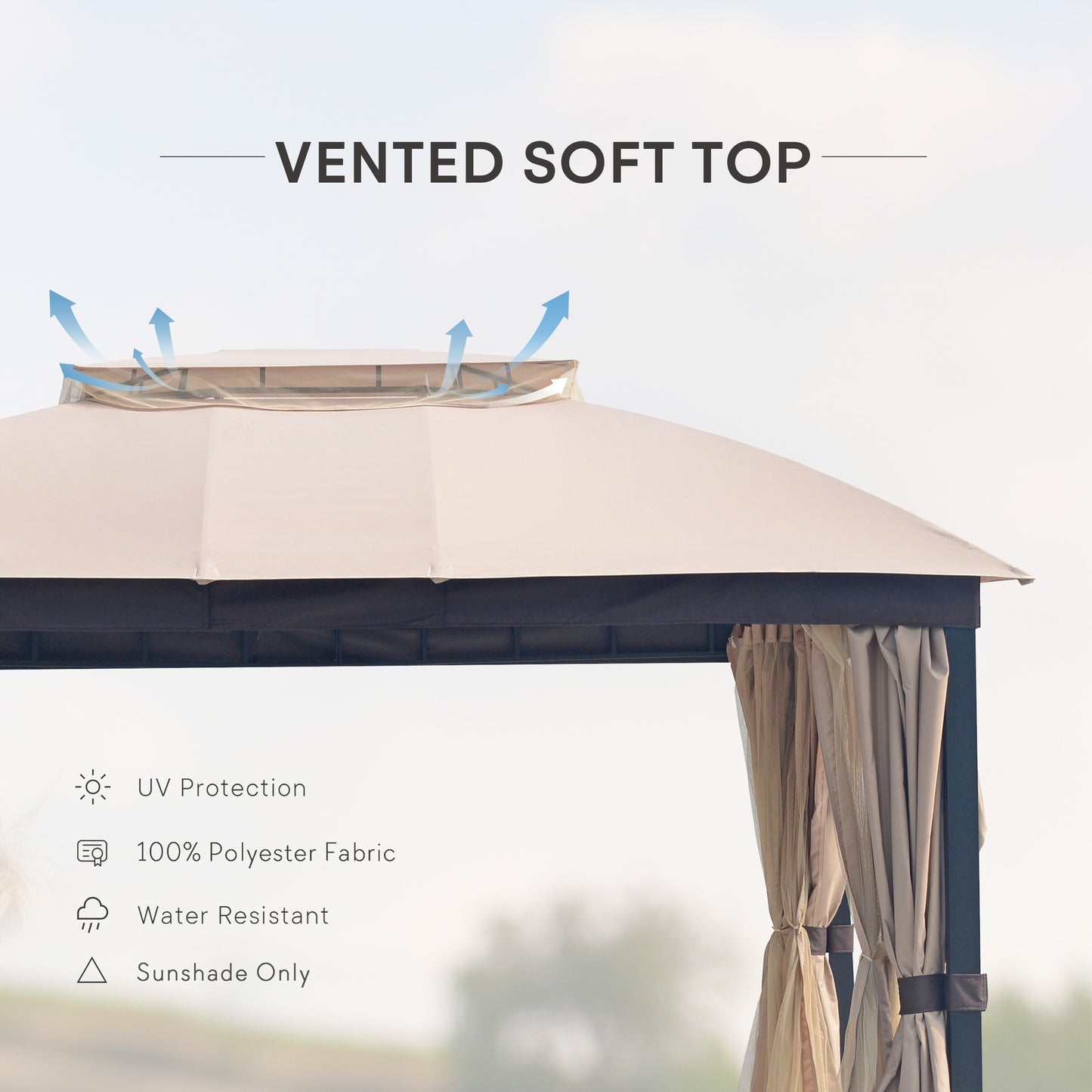 Cloud Mountain 10 x 12 FT Soft Top Gazebo, Beige