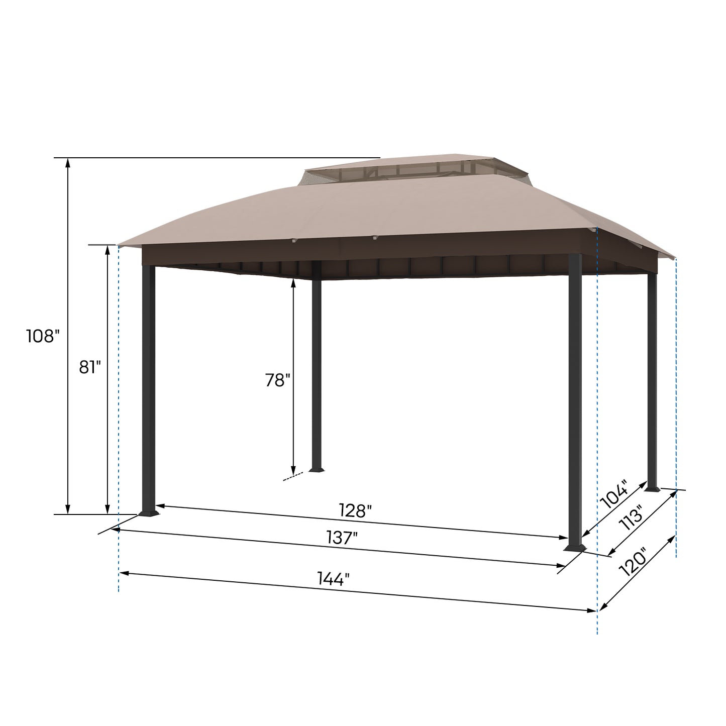 Cloud Mountain 10 x 12 FT Soft Top Gazebo, Beige