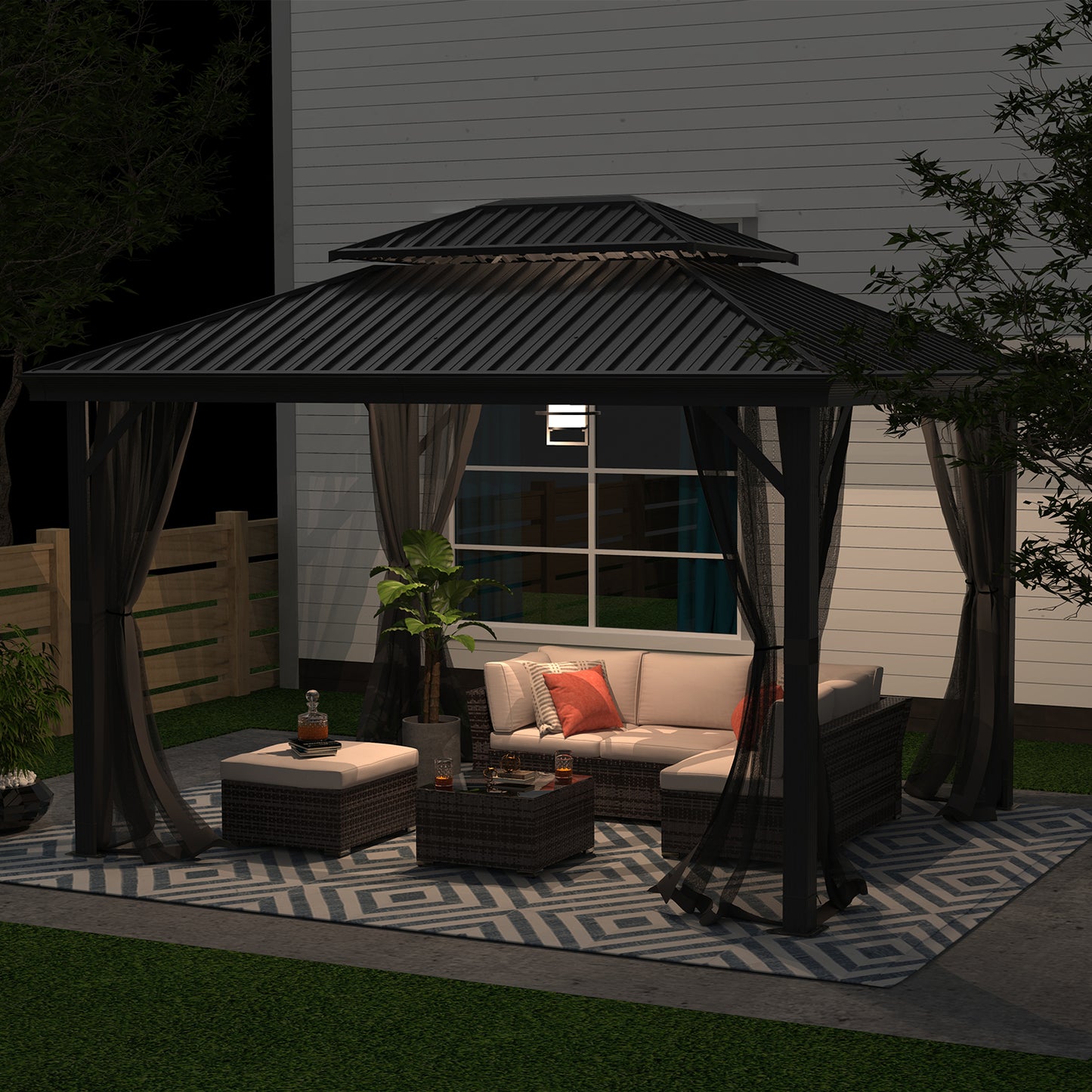 Cloud Mountain 10 x 12 FT Hardtop Gazebo, Black