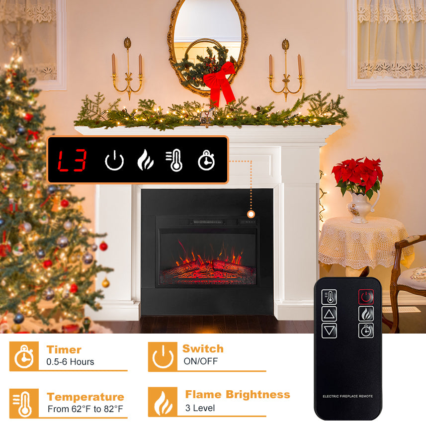 50 Inch Classic Gray Electric Fireplace with Mantel, Stylish Heater for Your Living Room or Bedroom, Includes Remote Control and LED Flame Effects