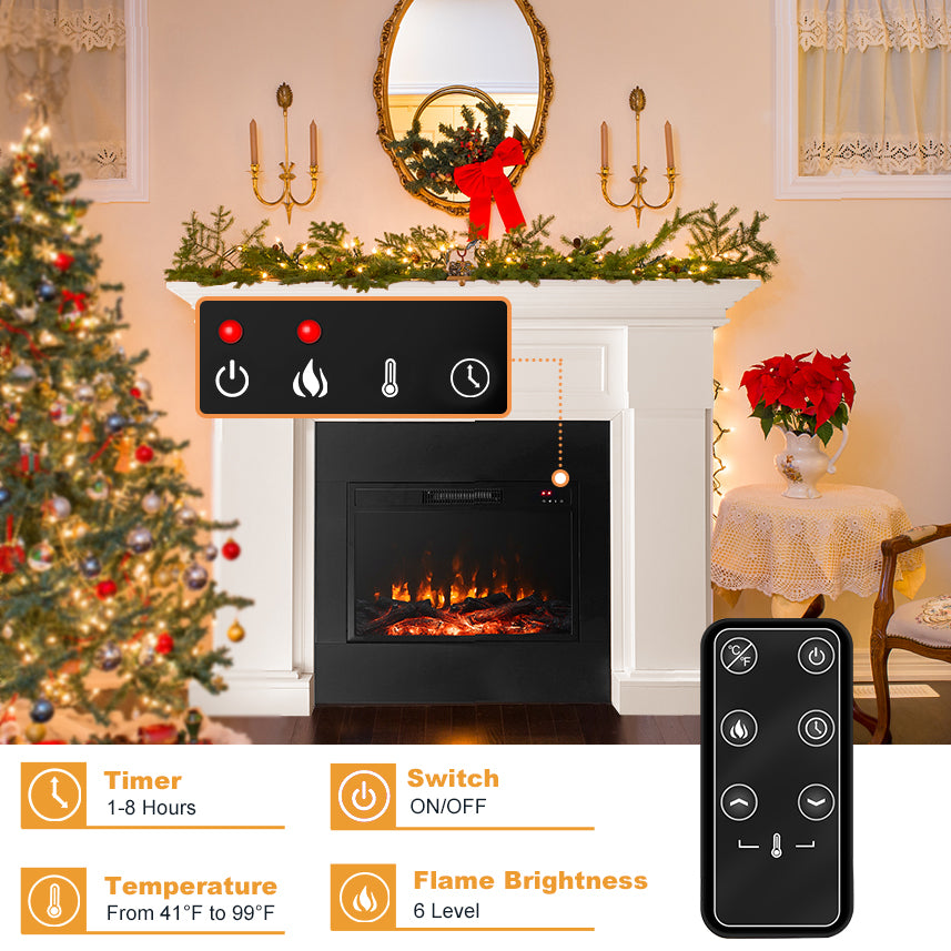 55 Inch Electric Fireplace with Mantel, Tall Fire Place Heater Freestanding with Remote Control Timer LED Flame for Living Room Bedroom, White