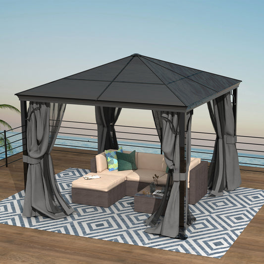 Cloud Mountain 10 x 10 FT Hardtop Gazebo Aluminum Polycarbonate, Black